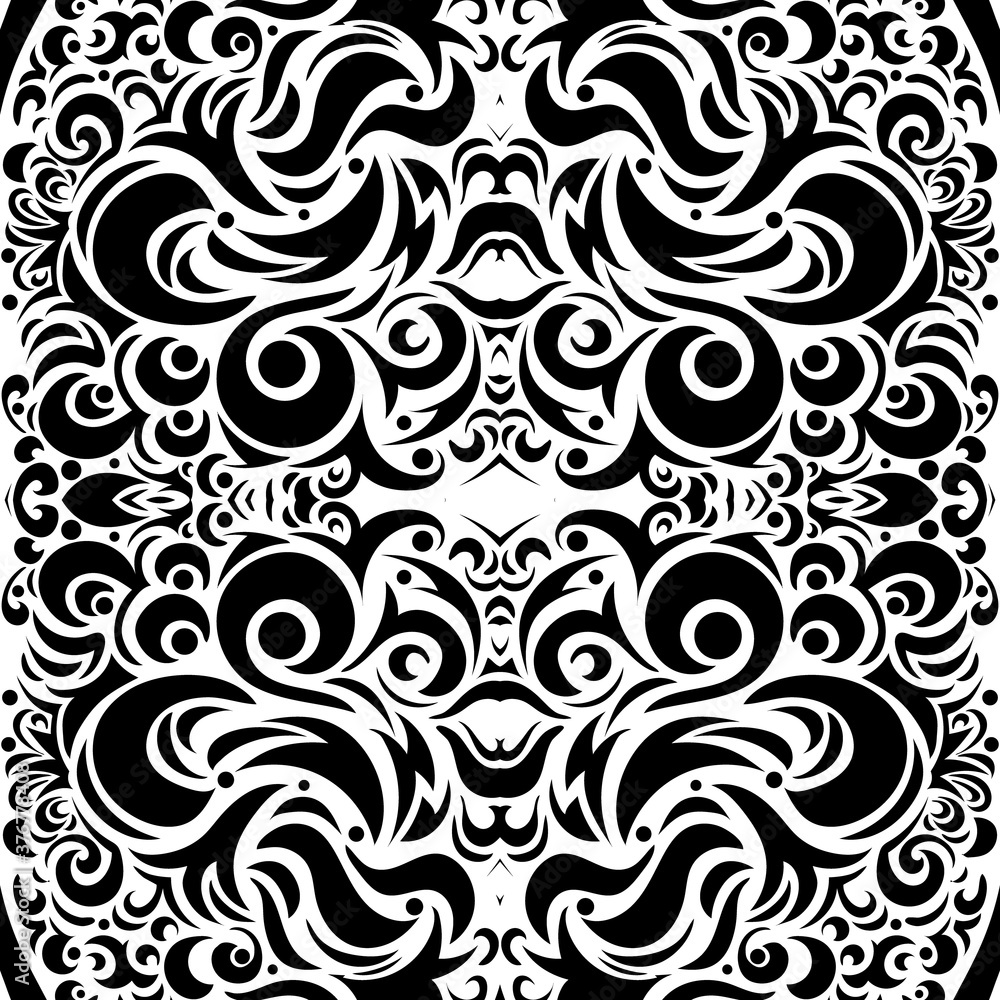 Abstract Seamless Floral Background Black