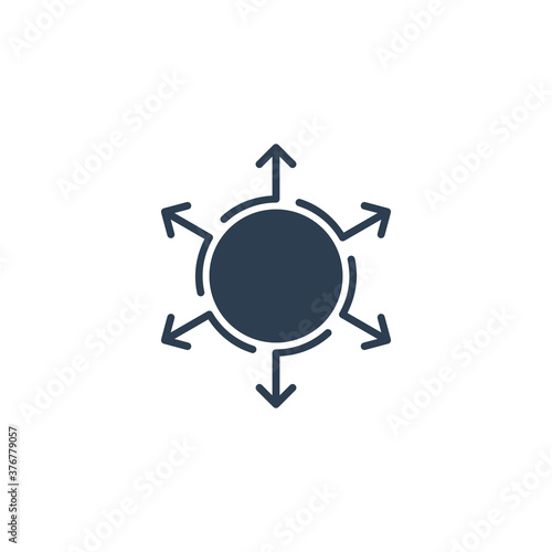 Grow expand spread your company idea influence concept elements icon logo. Arrows in different direction. Stock vector illustration isolated on white background. photo