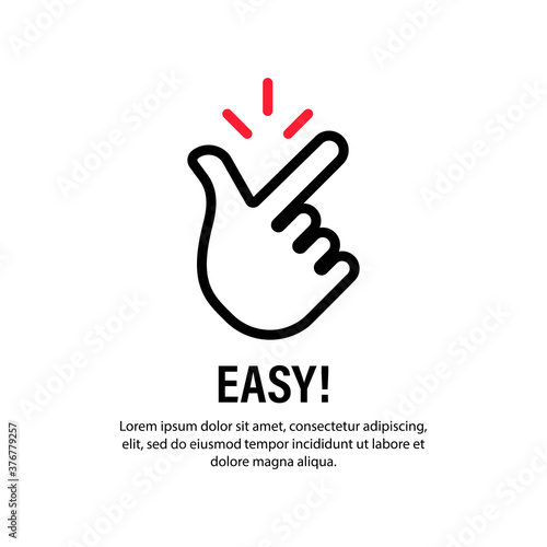 Easy sign. Hand gesture, finger snap. Finger snapping. Vector on isolated white background. EPS 10