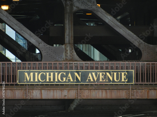 Michigan Avenue Street Sign On The Loop structure in Chicago