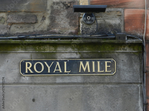 Royal Mile street sign ,typical landmark in the city