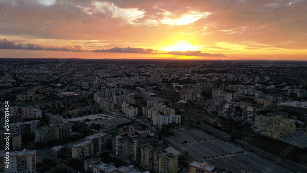 sunset over the city