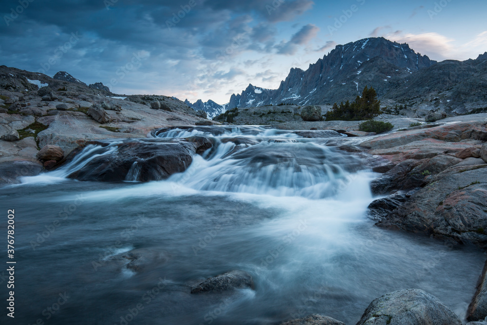 View of waterfall in Titcomb Basin View of waterfall in Titcomb Basin