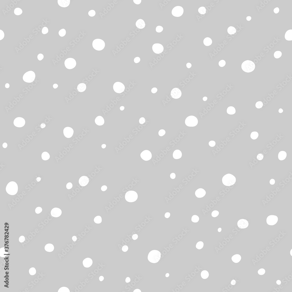 Vector seamless pattern of snowing, hand drawn abstract snow. Simple design for Christmas wrappings, textile and backgrounds