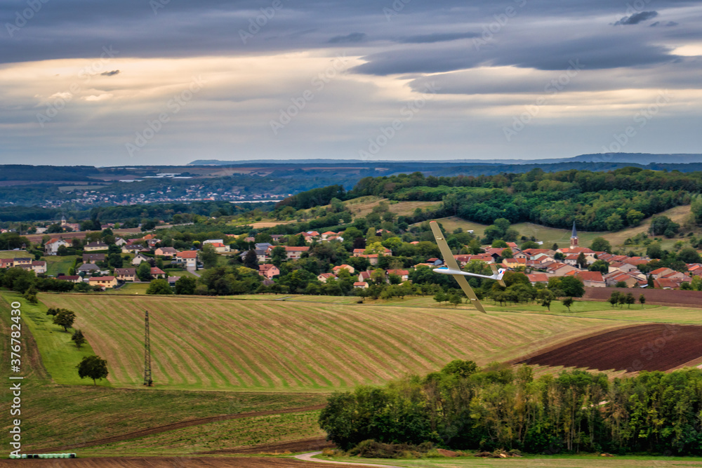 Remote control aircraft in the french countryside Remote control aircraft in the french countryside