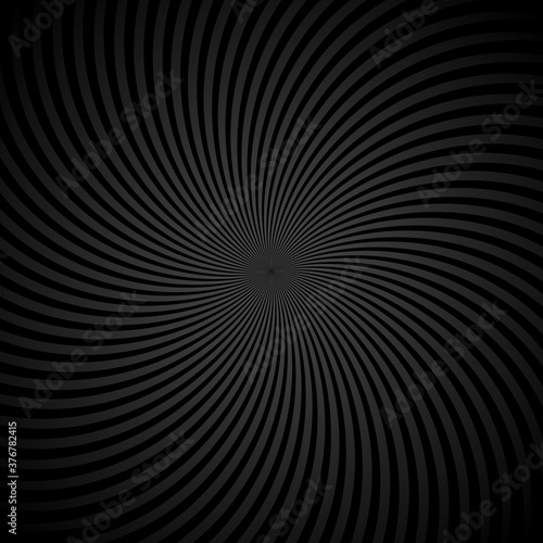 Radial black stripes on gradient black background  vector illustration 