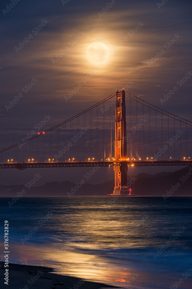 View of Golden Gate Bridge during sunrise View of Golden Gate Bridge during sunrise