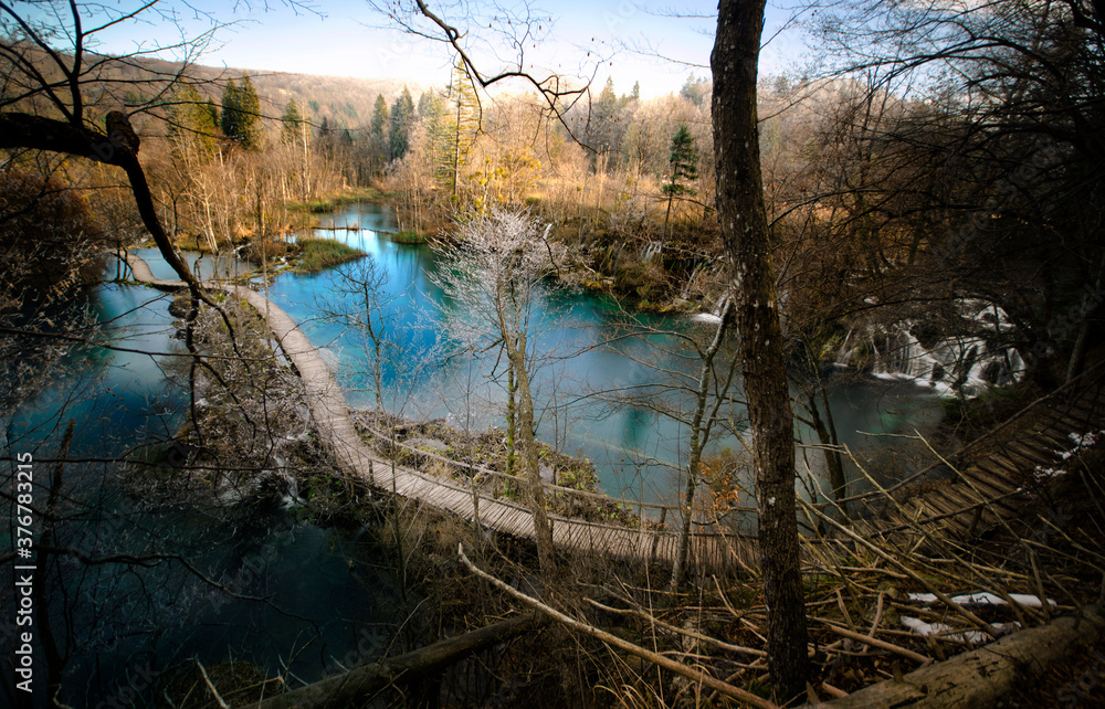 View of waterfall in Plitvice Lakes National Park View of waterfall in Plitvice Lakes National Park