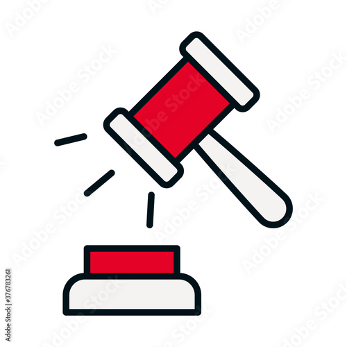 justice gavel icon, line and fill style