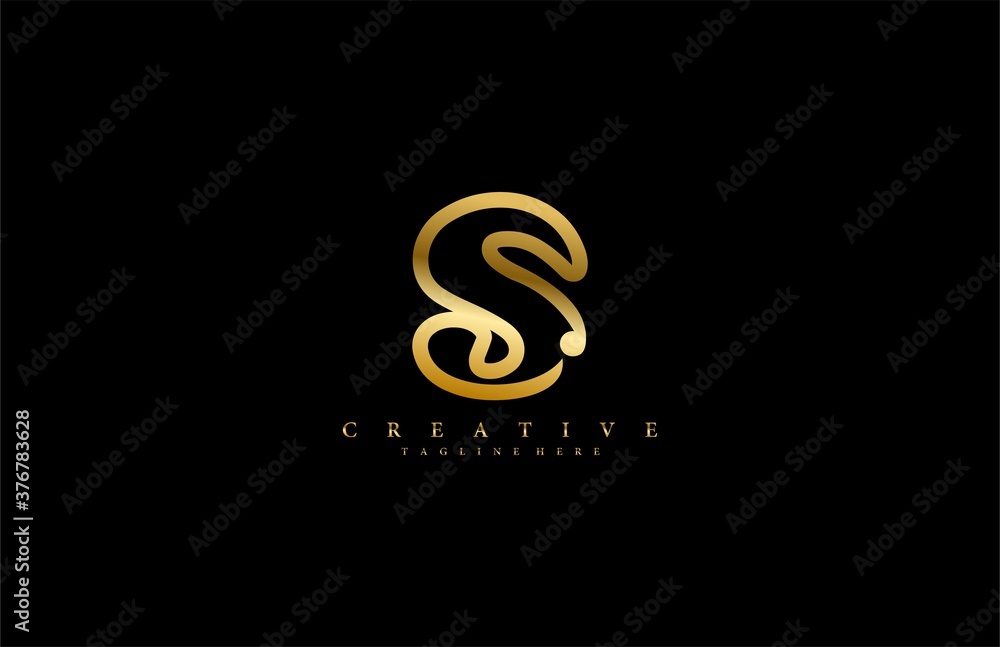 Initial letter S unique linear bold gold logo design Initial letter S unique linear bold gold logo design