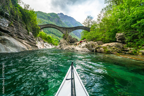 View of kayak in river