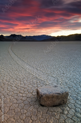 View of Racetrack Playa during sunset photo