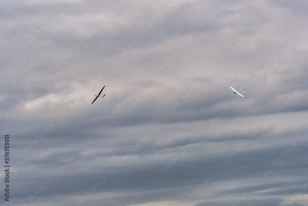 Remote control aircraft in the french countryside Remote control aircraft in the french countryside