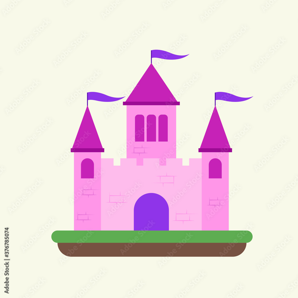 Fairy tale castle. Princess castle vector illustration in flat cartoon style