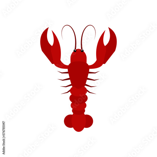 Red lobster isolated on white. Crayfish vector illustration. Flat style