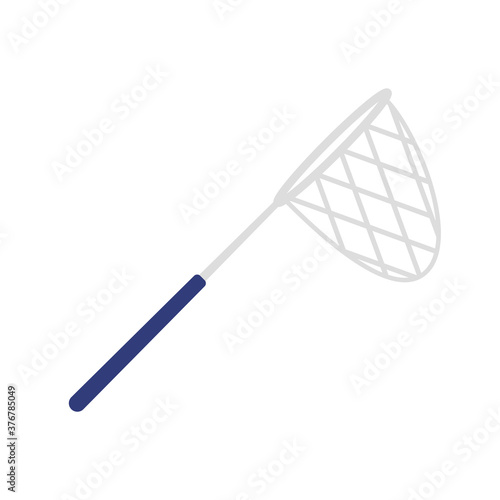 Vector illustration of butterfly net with handle. Colored on white background