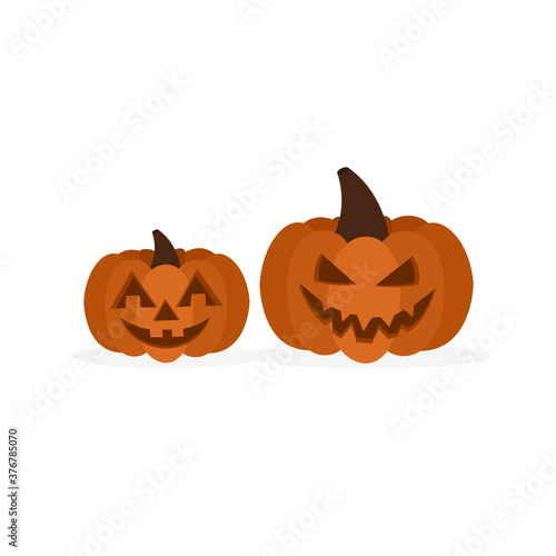 Halloween pumpkins isolated on white background. Vector illustration 