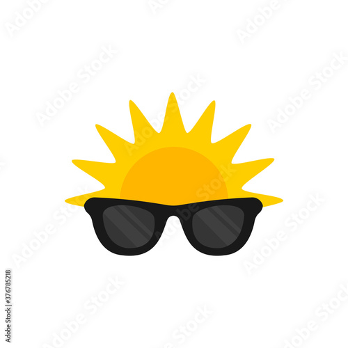 Sun with sunglasses vector illustration isolated on white. Summer vacations   travel design