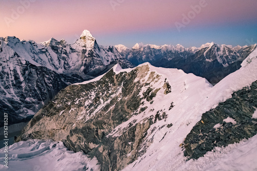 View of Imja Tse mountain against sky during sunset