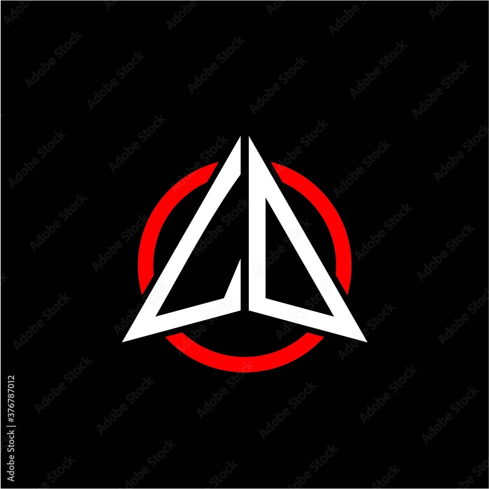 initial logo arrow L O White color with red ring isolated on black background initial logo arrow L O White color with red ring isolated on black background