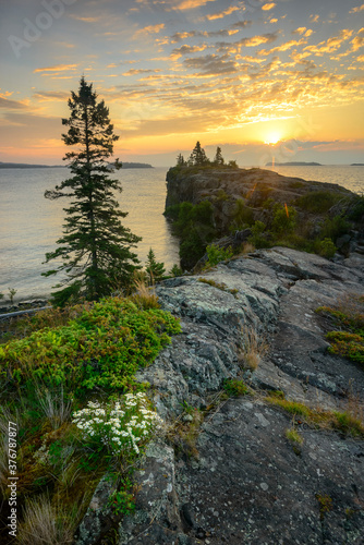 View of Isle Royale National Park during sunrise