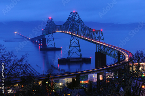 View of Astoria Megler bridge at dawn