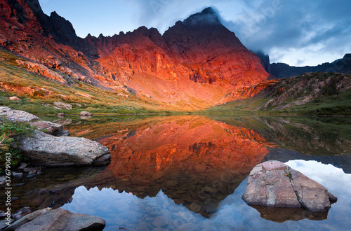 Scenic view of mountains in Colorado's Sangre de Cristo during sunrise photo