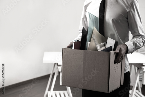 A man leaves the workplace ...
