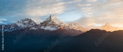 Scenic view of Annapurna Base Camp trek during sunrise