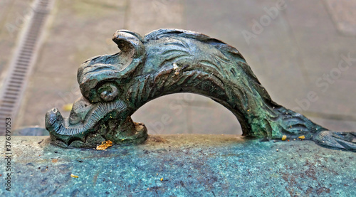 Decorative element of an ancient bronze cannon, Rio de Janeiro, Brazil
