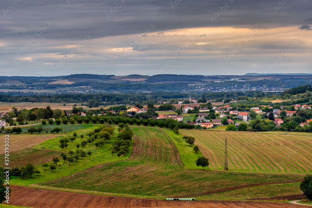 Majestic view over to a beautiful valley, french countryside Majestic view over to a beautiful valley, french countryside
