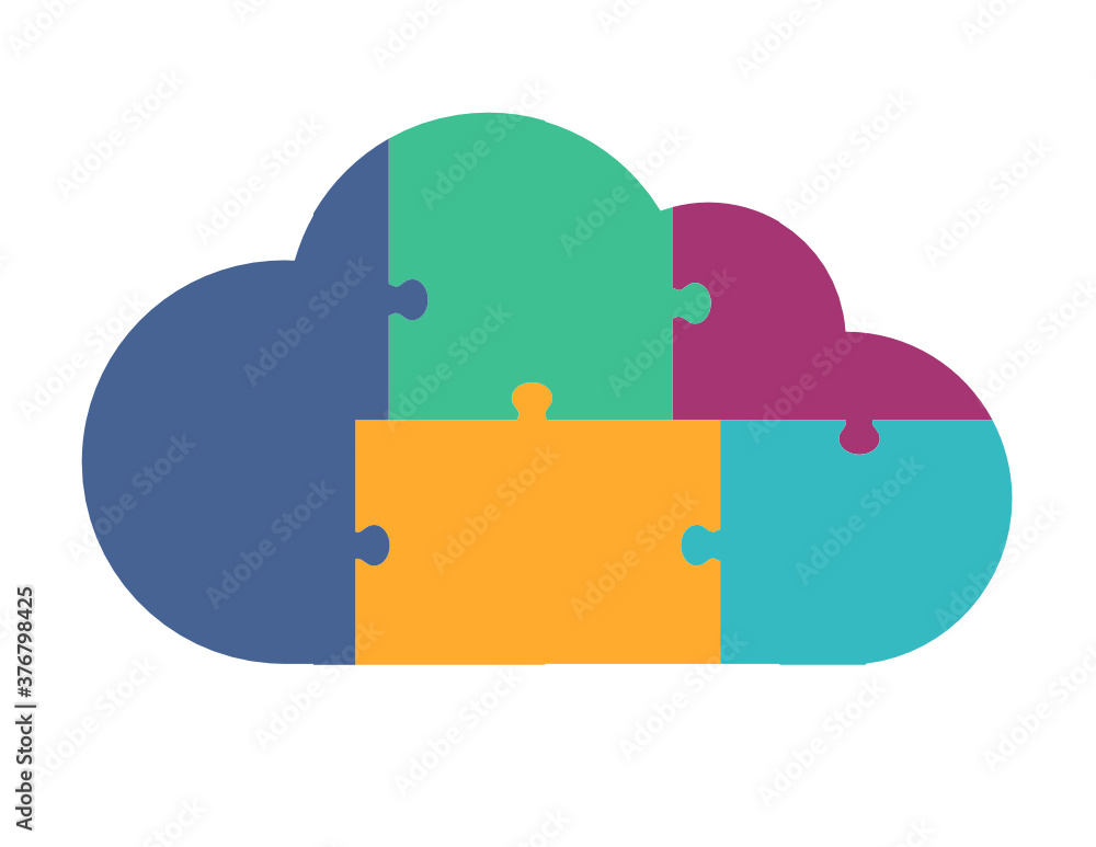 Five Part Cloud Puzzle Infographic Five Part Cloud Puzzle Infographic