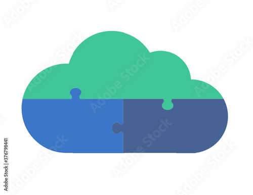 Three Part cloud Puzzle Infographic