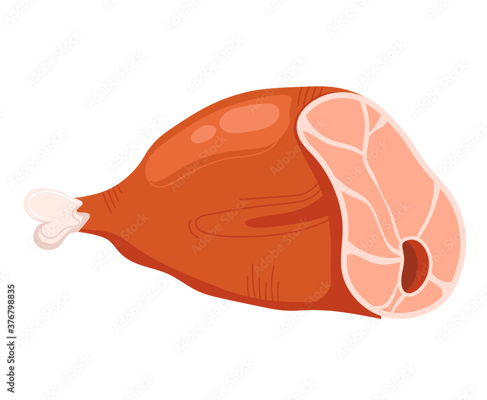 Meat red steak, beef fillet, barbecue chop, raw bossy slice, cut pork, isolated on white, design, flat style vector illustration. Fresh ingredient, pork menu, portion roast, close-up background. Meat red steak, beef fillet, barbecue chop, raw bossy slice, cut pork, isolated on white, design, flat style vector illustration. Fresh ingredient, pork menu, portion roast, close-up background.