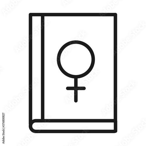 feminism movement icon, gender sign book, female rights pictogram line style
