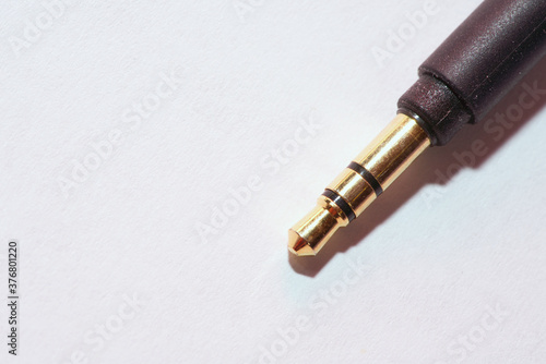 audio cable with 3.5 mm jack isolated on white