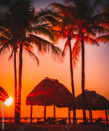 sunset on the tropical beach