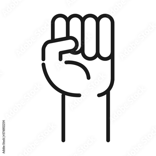 feminism movement icon, fist hand power, female rights pictogram line style