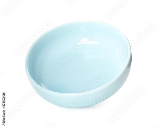 Clean light blue bowl isolated on white