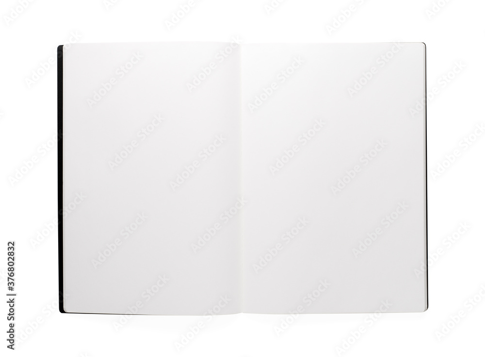 top view of open white notebook with blank page top view of open white notebook with blank page