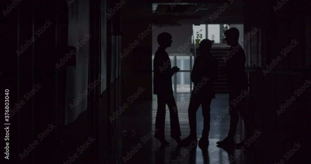 Multicultural business,silhouette speaking in the lobby Multicultural business,silhouette speaking in the lobby