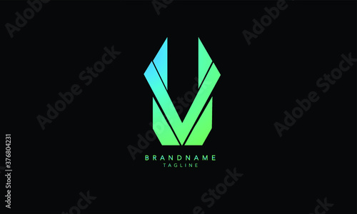Alphabet letters Initials Monogram logo UV, VU, U and V