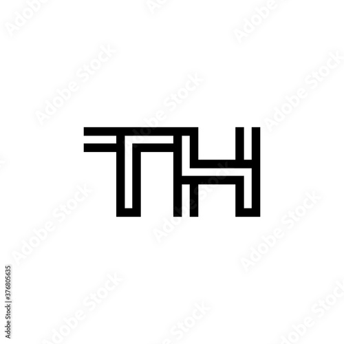 initial letter th line stroke logo modern
