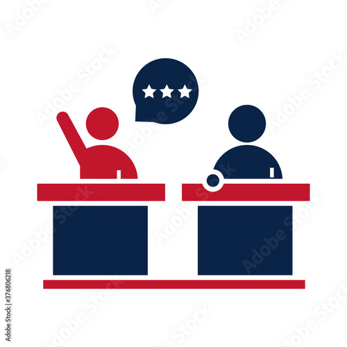 United States elections, presidential candidates debate political election campaign flat icon design