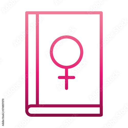feminism movement icon, gender sign book, female rights gradient style