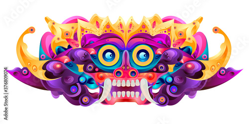Vector illustration asian cultural ethnic pattern background monster