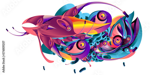 Vector illustration asian cultural ethnic pattern background monster