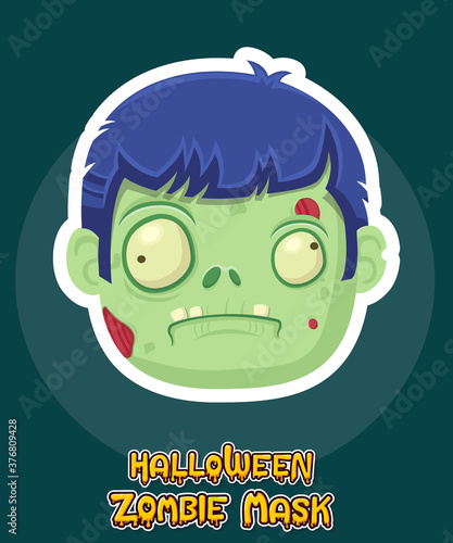 Halloween zombie mask vector design. Vector clip art illustration with simple gradient