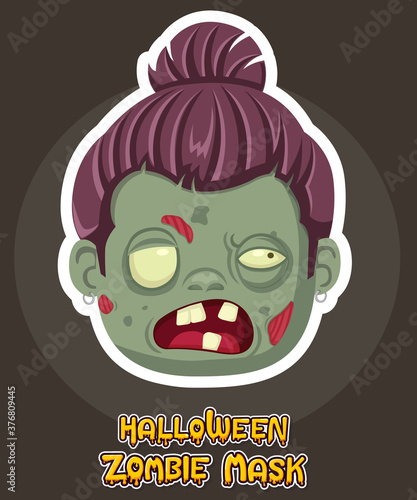 Halloween zombie mask vector design. Vector clip art illustration with simple gradient