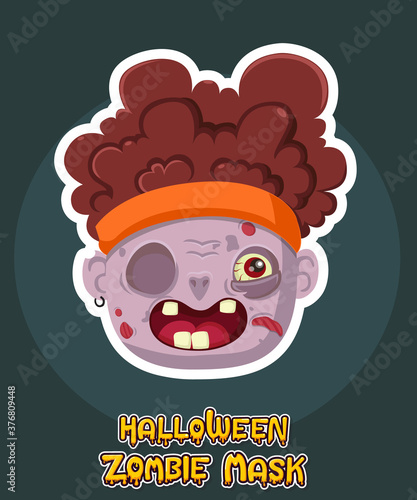 Halloween zombie mask vector design. Vector clip art illustration with simple gradient